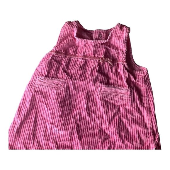 Little Me Pink Corduroy Baby Girl Sleeveless Dress 18M Bow Accent Front Pockets - Picture 10 of 10